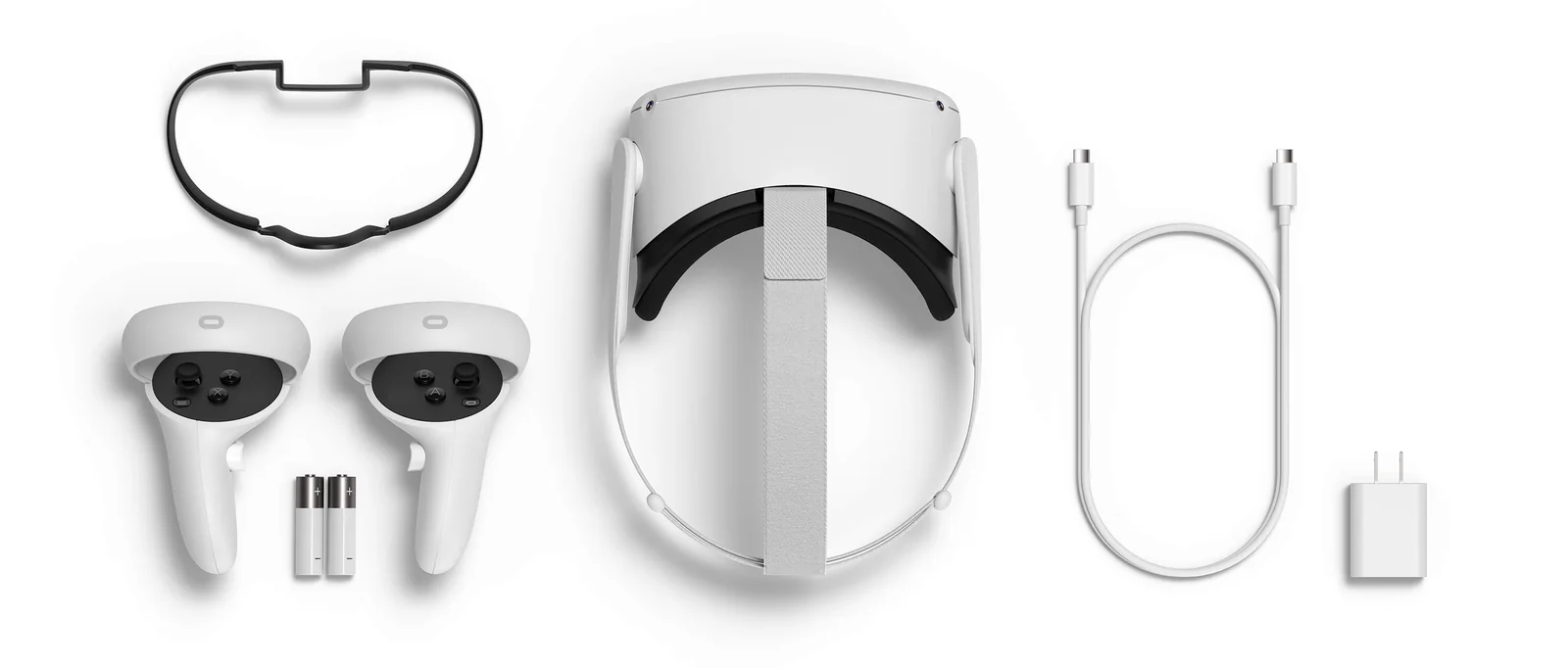 High angle view of a VR headset and controllers on a cozy living room table